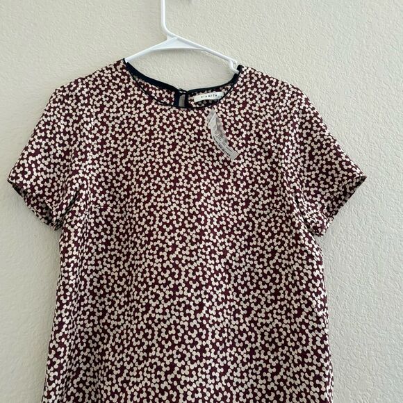 Piamita Burgundy and Cream Floral Silk Blouse - Picture 2 of 8